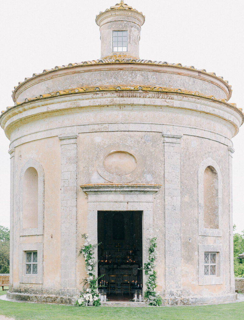 castello-di-celsa-wedding-photographer-14 Round chapel exterior: The round Renaissance chapel at Castello di Celsa, Tuscany — designed by Baldassarre Peruzzi