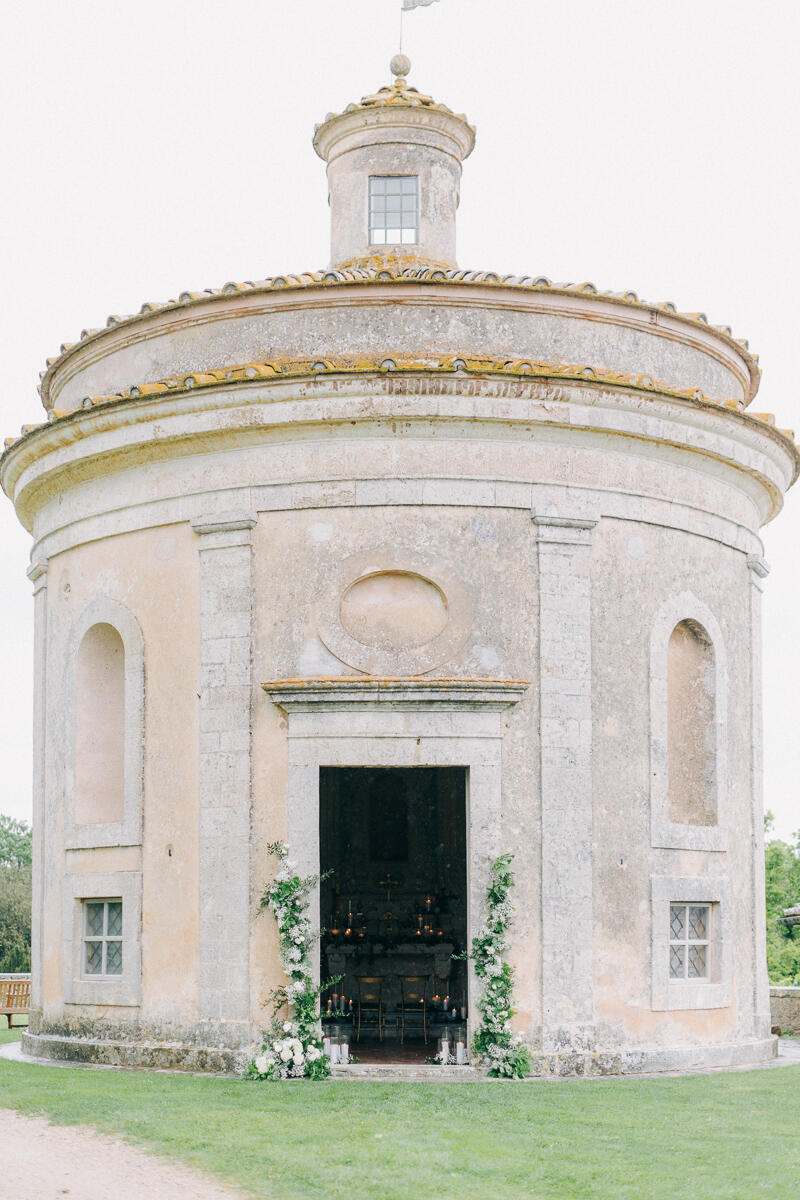 castello-di-celsa-wedding-photographer-14 Round chapel exterior: The round Renaissance chapel at Castello di Celsa, Tuscany — designed by Baldassarre Peruzzi